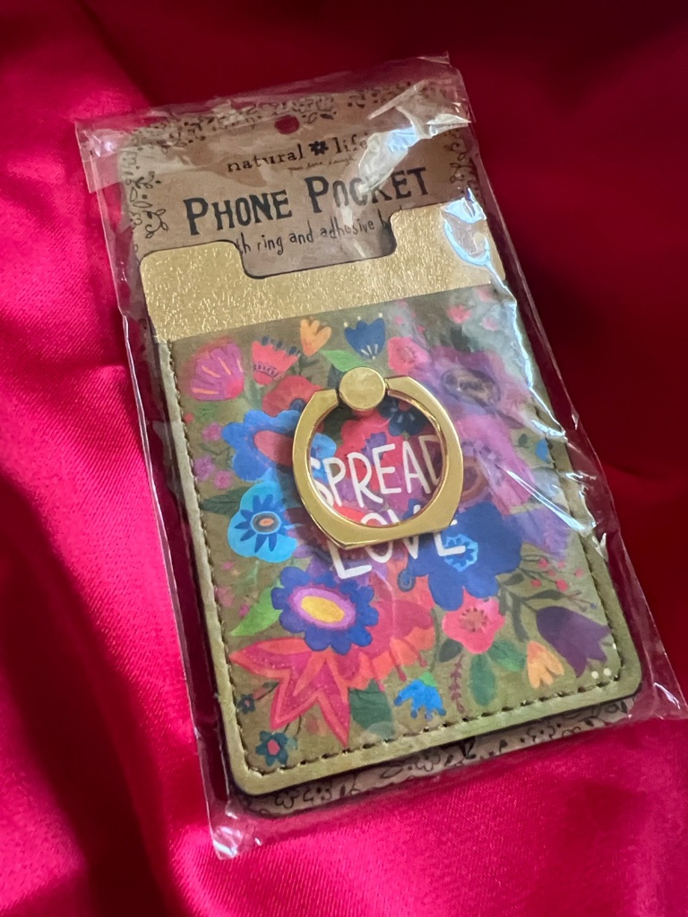 NATURAL LIFE Floral Phone Pocket with Gold Ring - Multicolor